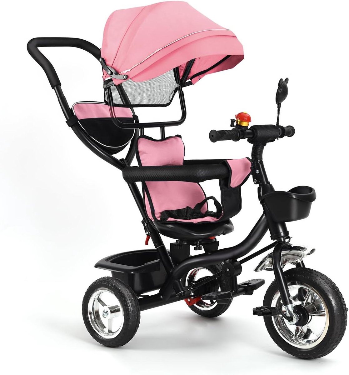 Babydriewieler 5-in-1 - Kinderwagen fiets - Veilig op pad - Verstelbare duwstang - 8 kg - Roze Driewieler kopen online