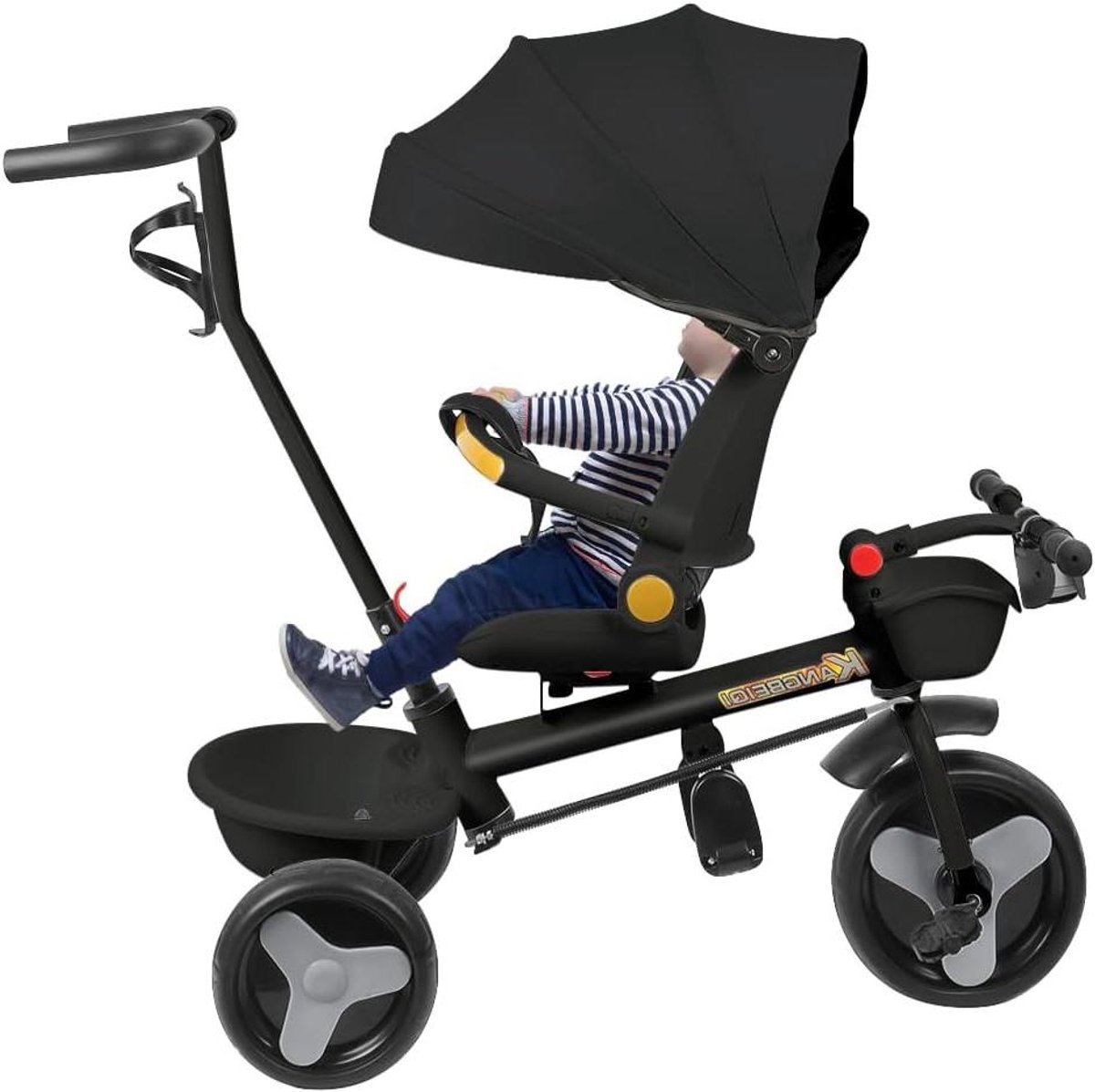 babydriewieler kinderfiets kind vervoeren 360 graden draaibare zitting 81 x 60 x 95 cm zwart