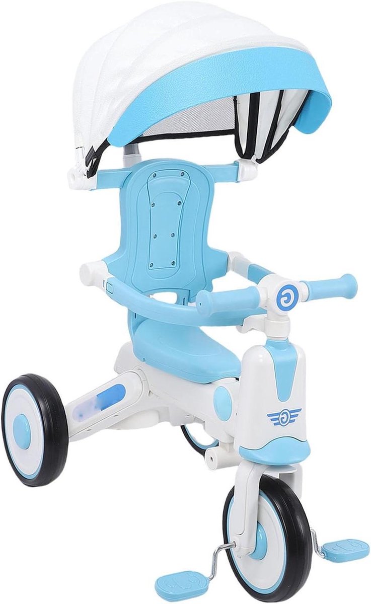 Babydriewieler - Kinderfiets Peuterdriewieler - Veilig Buitenspelen - Verstelbare Ouderhandgreep - 53 x 33 x 30 cm - Blauw Driewieler kopen online