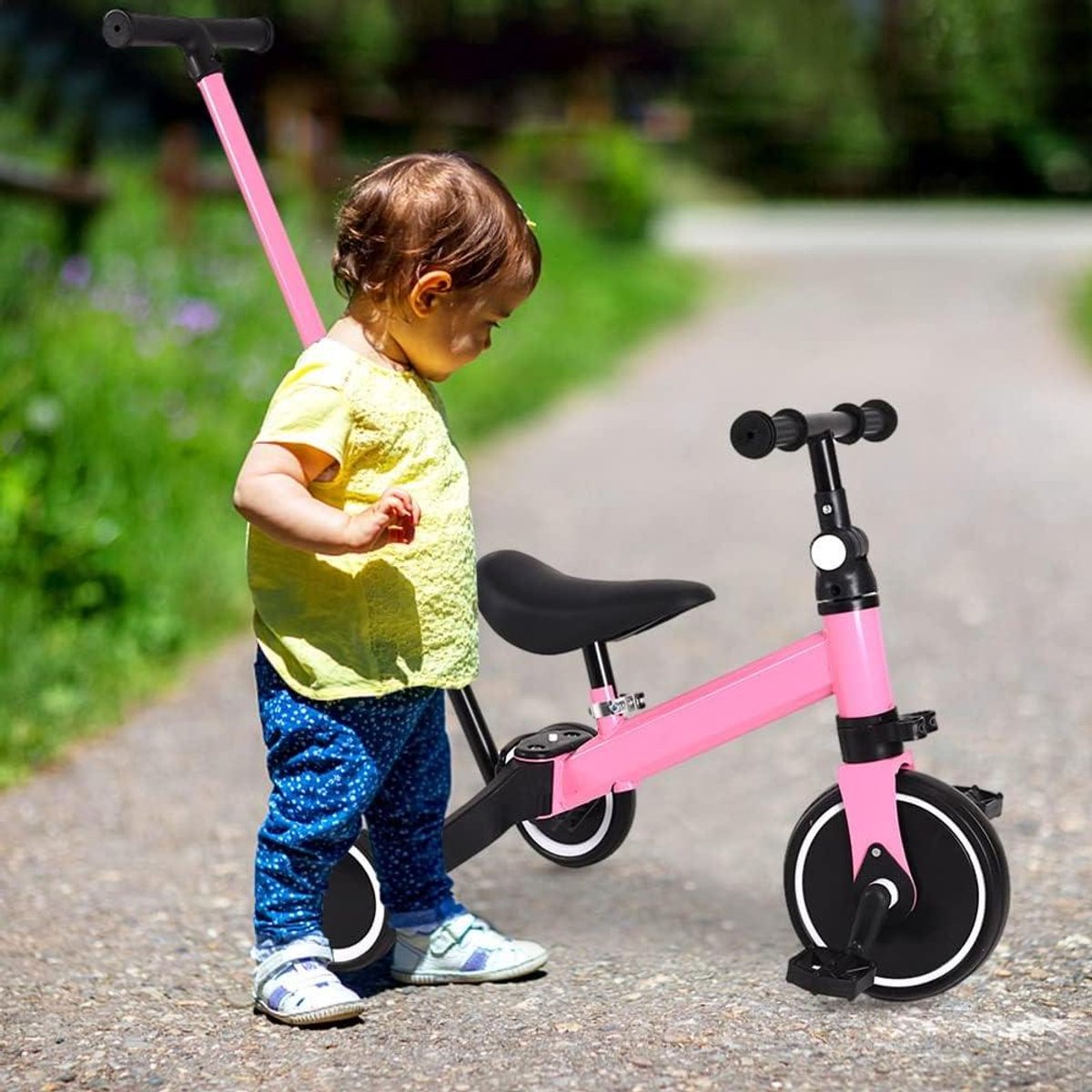 Babydriewieler Meegroeiend - Kinderfiets 1-5 jaar - Leren Fietsen - 3-in-1 Ontwerp - Max 15 kg - Roze Driewieler kopen online