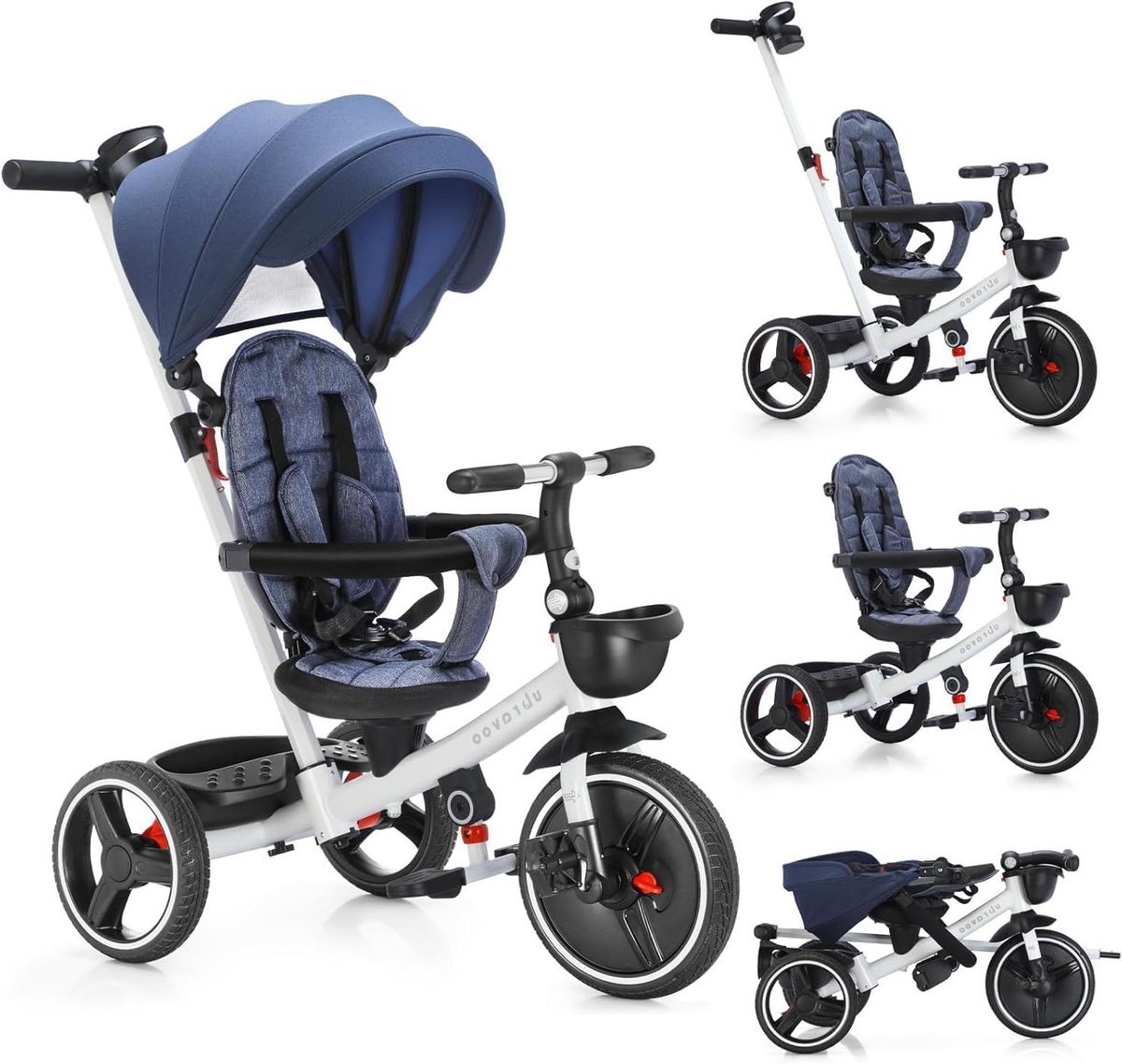 babydriewieler peuterfiets buiten spelen 6 in 1 groeiontwerp 60 x 35 x 60 cm blauw zwart