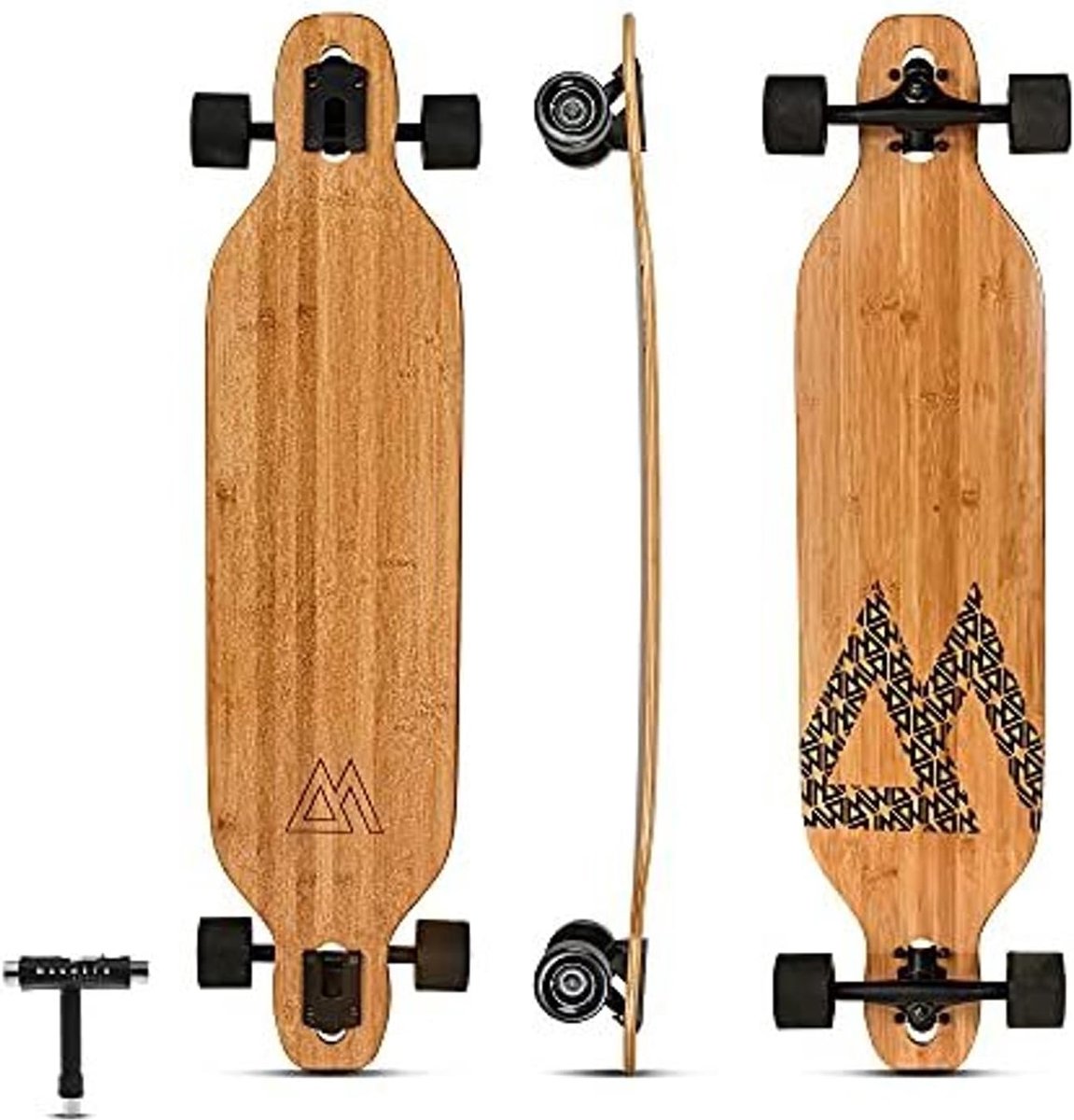 bamboe longboard carver skateboard soepel cursen drop through 97 8 cm natuurlijk hout