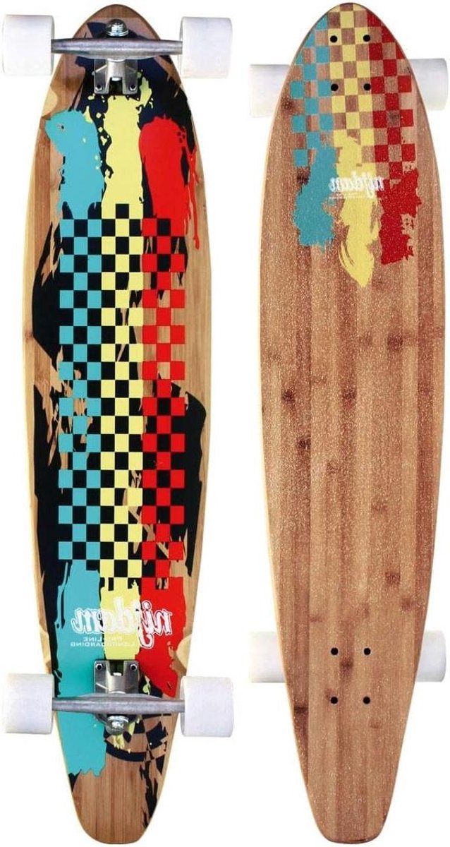 bamboo longboard cruiser board stabiel rijden kicktail deck 100 cm rood geel groen