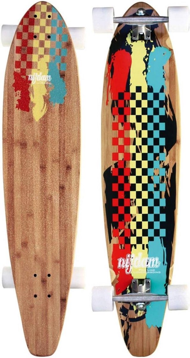 Bamboo Longboard - Cruiser Board - Stad Cruisen - Kicktail Deck - 100 cm - Rasta Kleuren Longboard kopen online