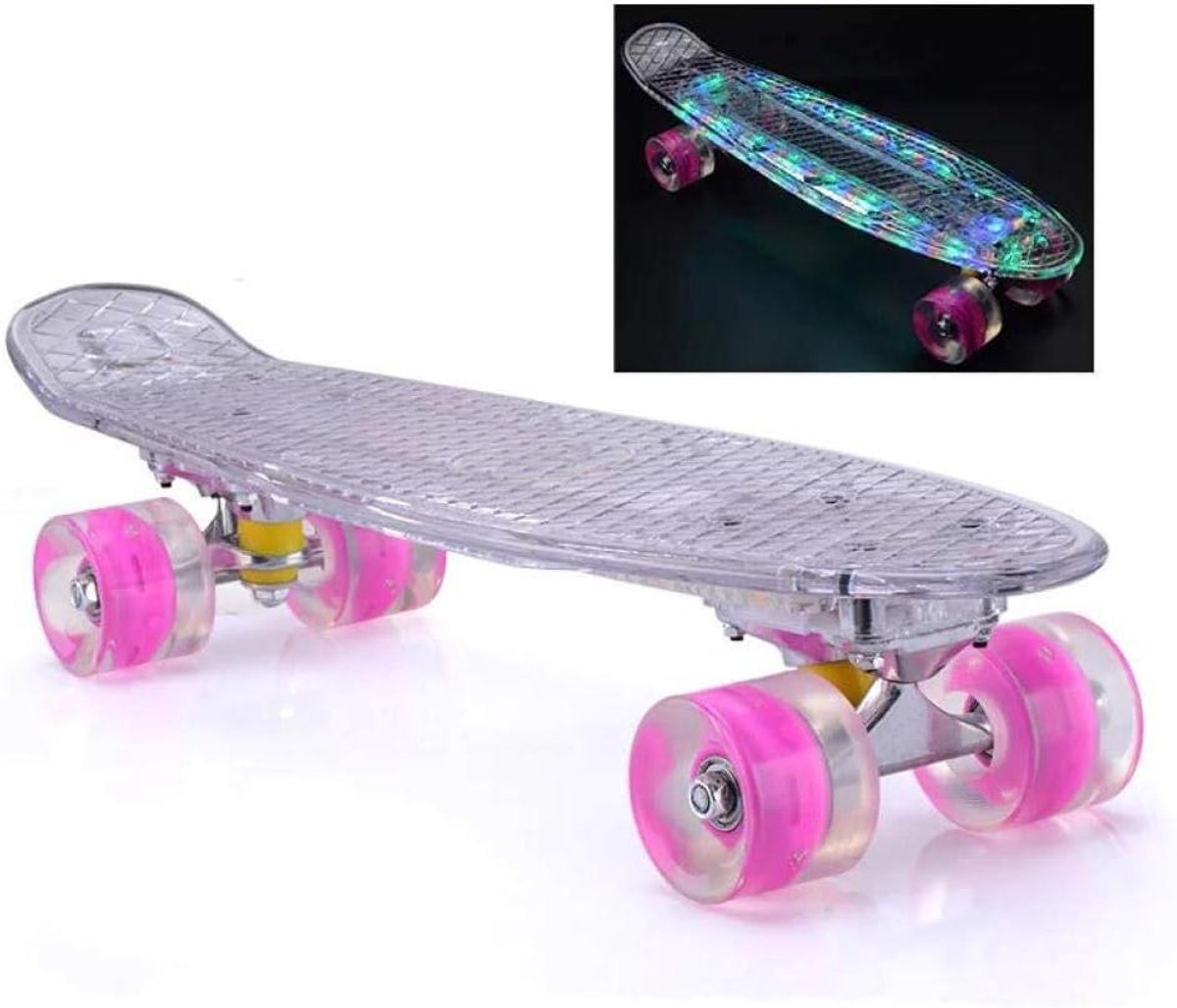 Beginners Skateboard - Compleet Board - Straat Rijden - LED Transparant Dek - 22 Inch - Transparant Skateonderdeel kopen online