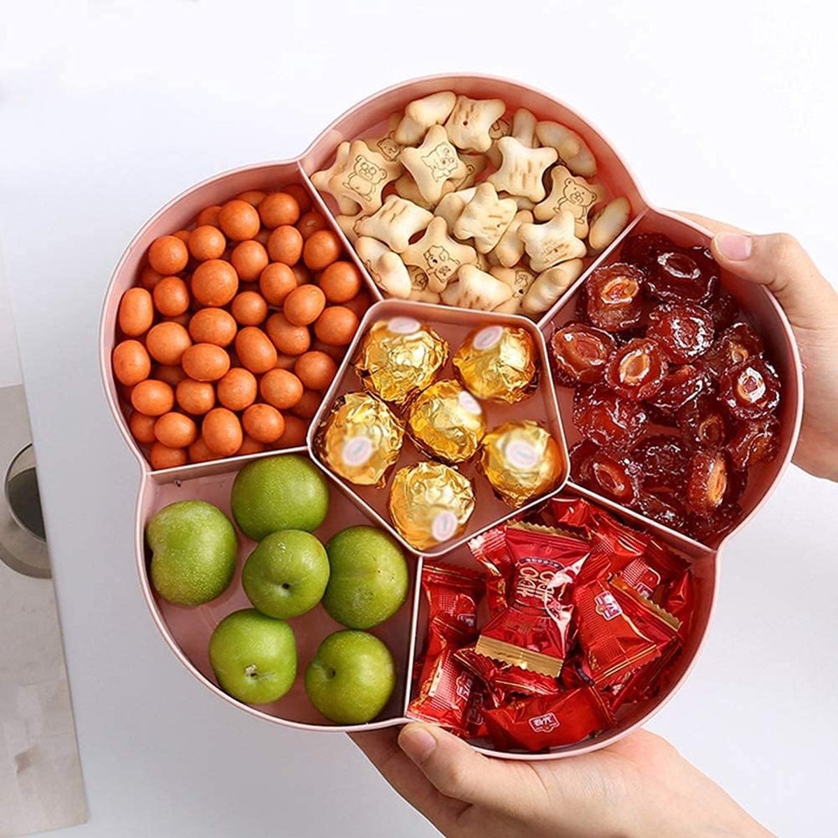 Bewaardoos voor snacks, snoepdoos, serveerdienblad, met deksel, voor noten, snoep, gedroogd fruit en andere levensmiddelen, roze Rolschaatsen kopen online