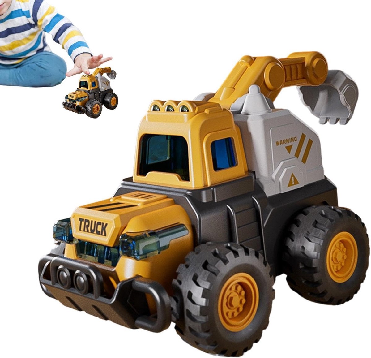 Bouwvrachtwagen Speelgoed - Graafmachine Zand - Buiten Spelen - Beweegbare Gewrichten - 12 x 8 x 16 cm - Geel Speelgoedkruiwagen kopen online