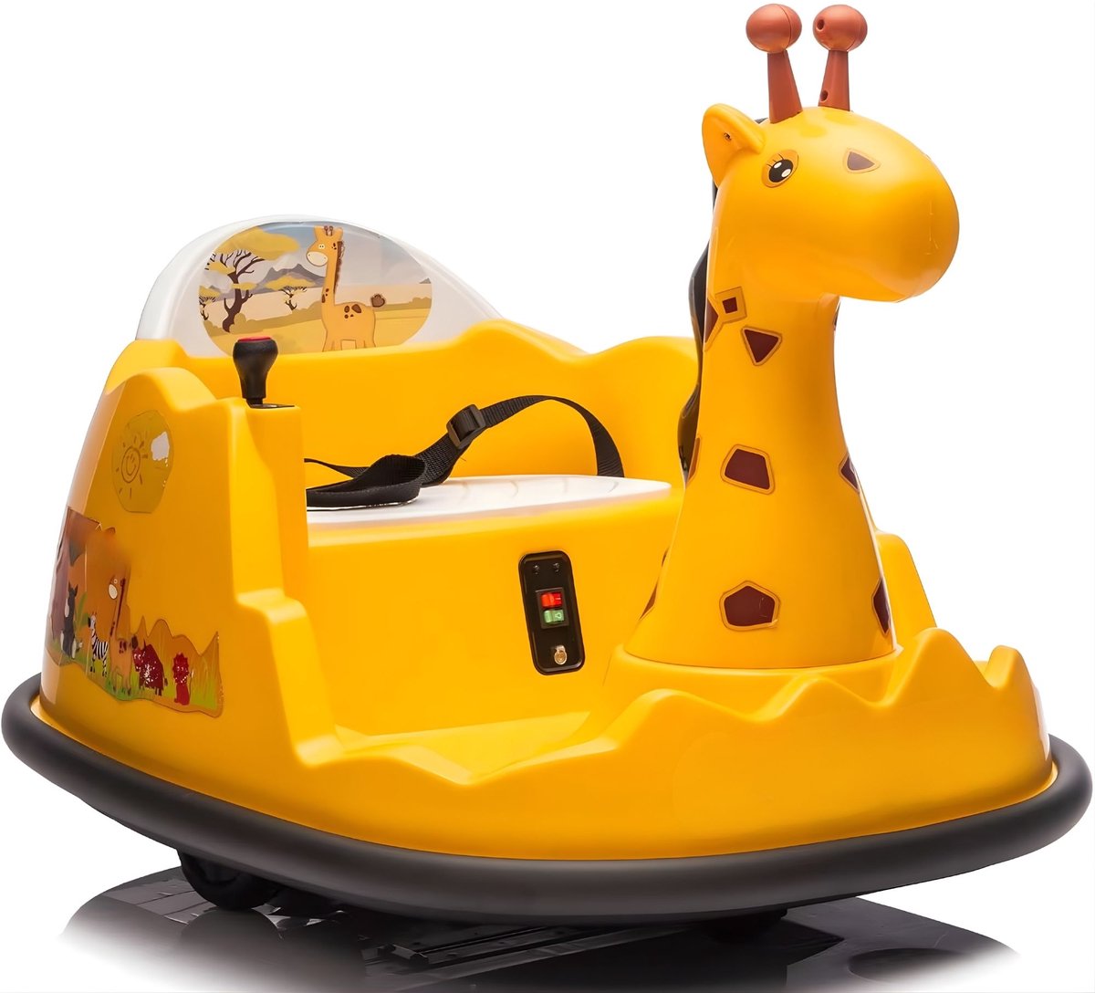 Bumper Car for kinderen - 360° rotatie, afstandsbediening, LED-licht, muziek, schokbestendig - geel kunststof - Wit Slee kopen online