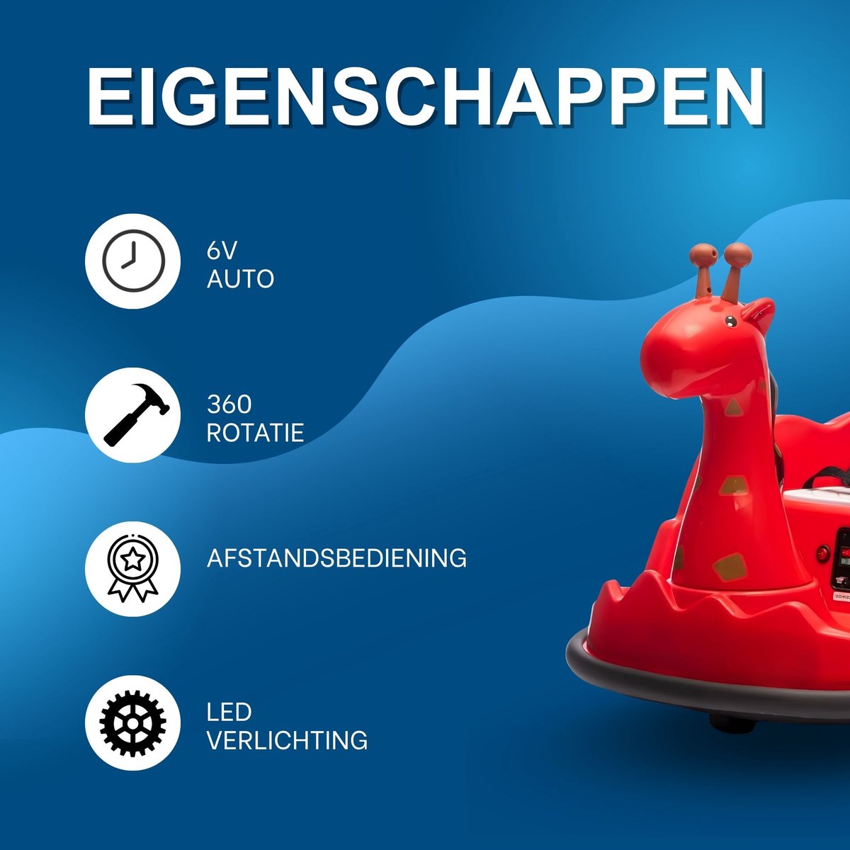 Bumper Car for kinderen - 360° rotatie, afstandsbediening, LED-licht, muziek, schokbestendig - rood kunststof - Groen Slee kopen online