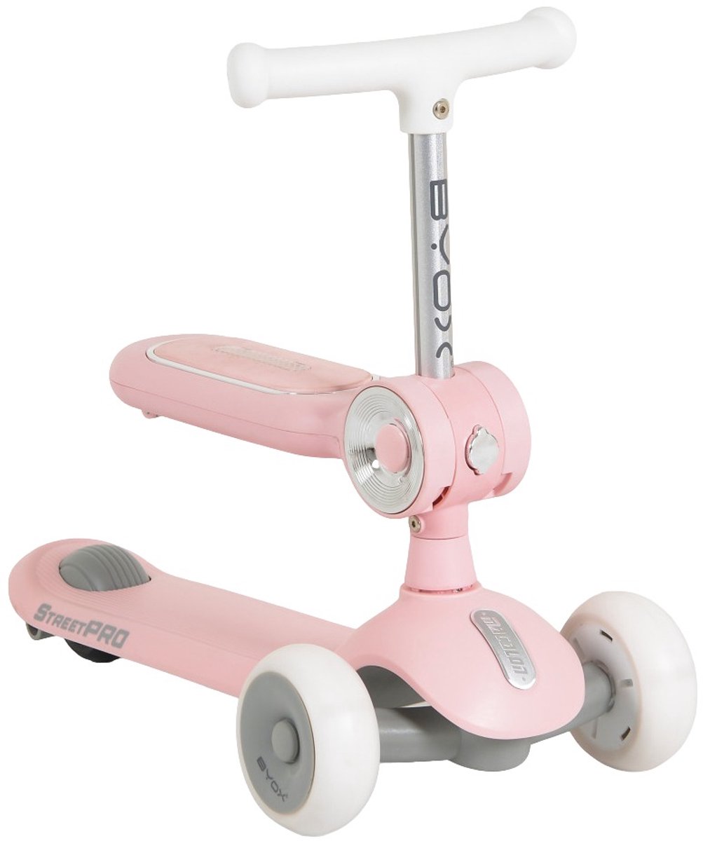 Byox StreetPro Pink 2-in-1 Kinderstep met Licht en Geluid Loopfiets kopen online