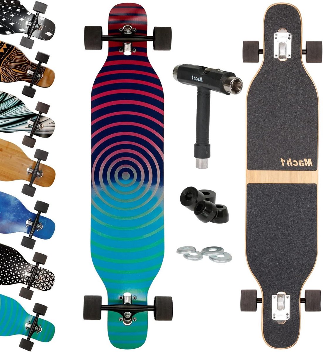 Camber Longboard - Drop Through Board - Cruisen en Glijden - Keramische Lagers - 106 cm Lengte - Groen Longboard kopen online