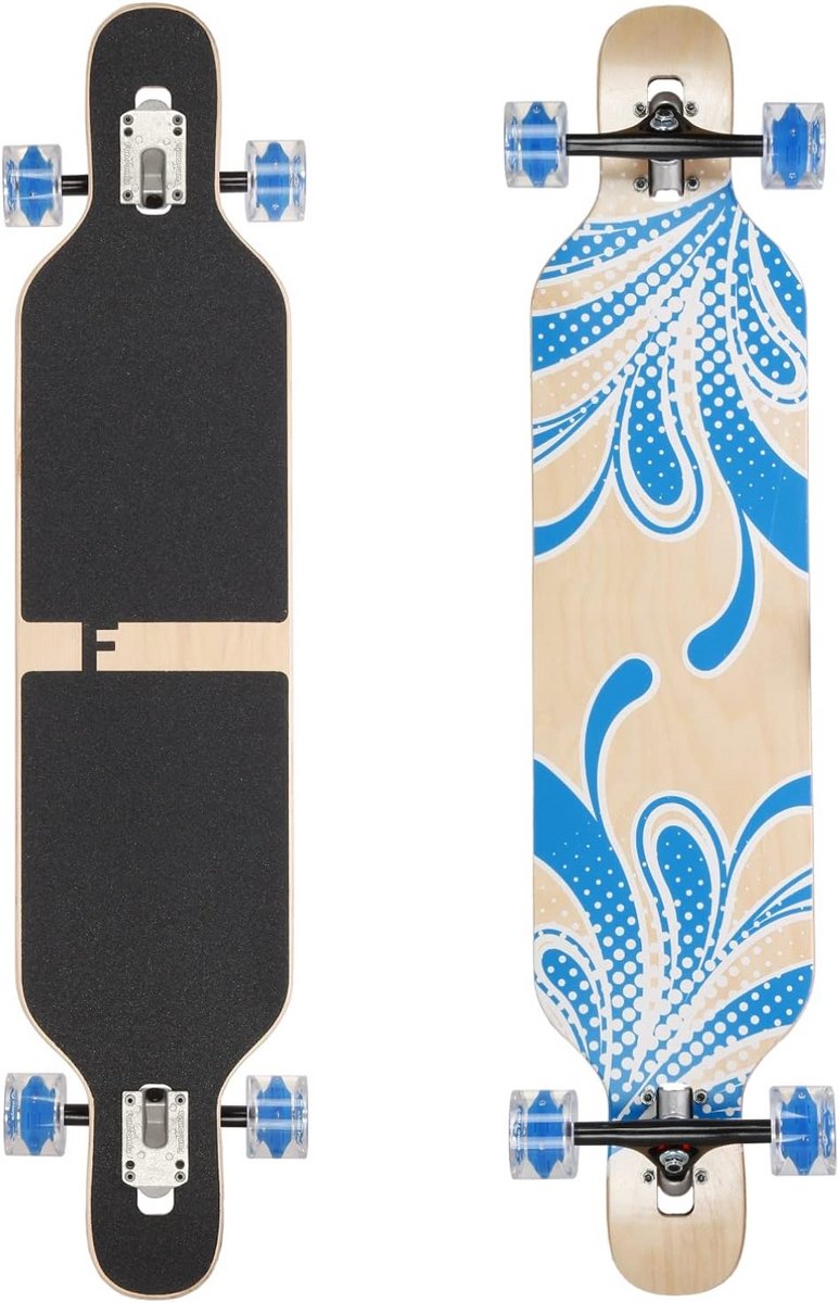 camber longboard met kicktail en led esdoornhout geschikt voor diverse flexniveaus