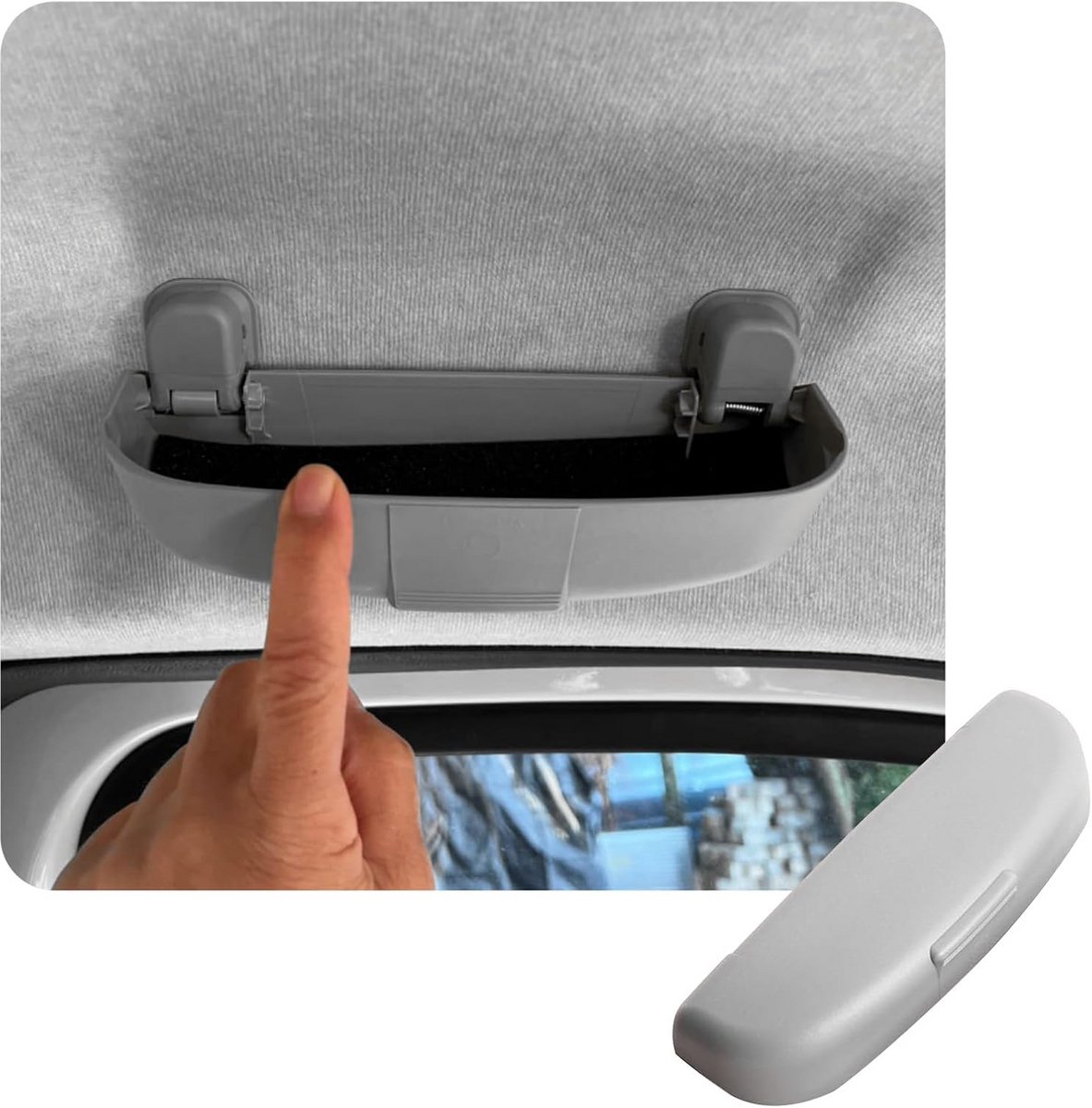 cdefg compatibel met dacia duster 2 2018 2023 zonnebrilhouder brillenkoker auto brillenetui 2 accessoires grijs
