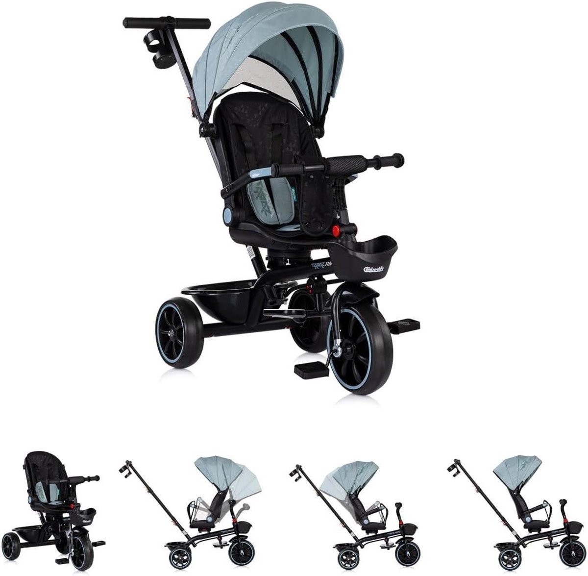 Chipolino Tricycle Max Sport 2-in-1 driewieler, bekerhouder, zitting omkeerbaar, mand lichtblauw Driewieler kopen online
