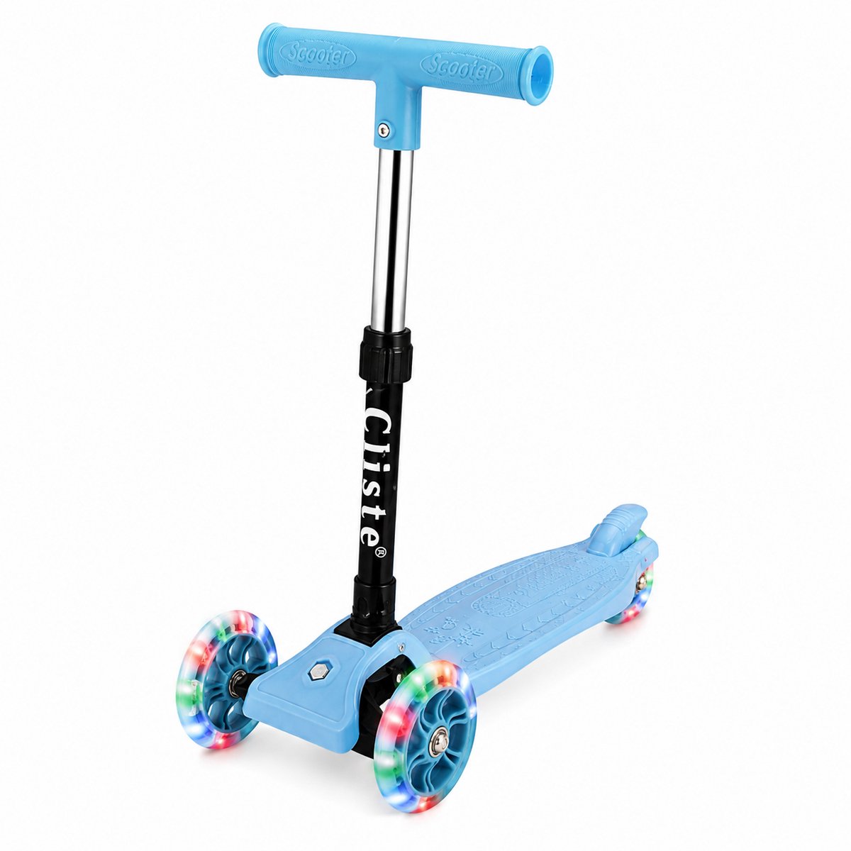 Cliste Kinderstep - 3 wielen Step - Speelgoed voor kinderen van 3+ - tot 50kg - LED verlichting in de wielen - hoogte verstelbaar 65-70-75-80 cm - Blauw Step kopen online