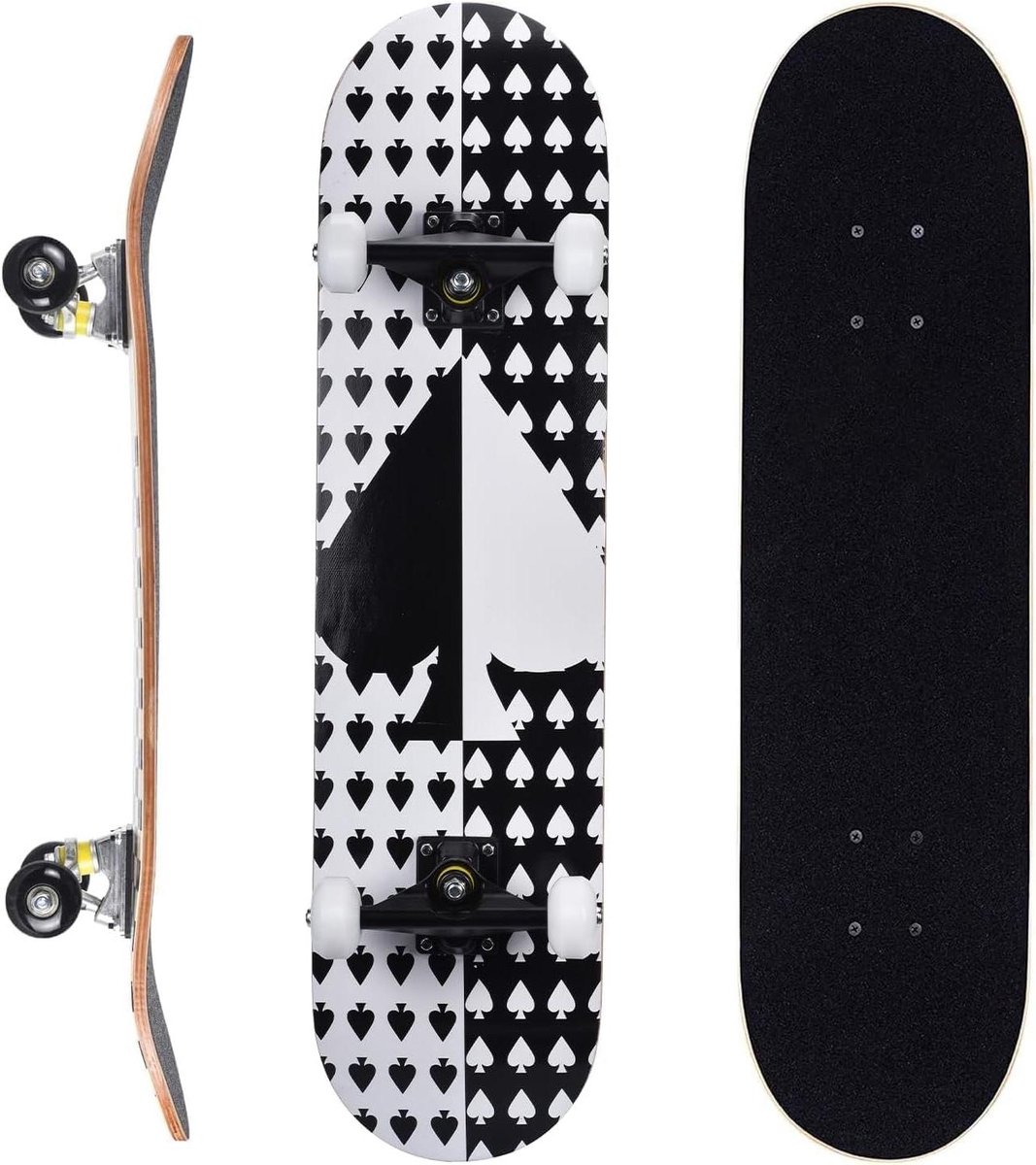 compleet skateboard beginner skateboard outdoor cruisen 7 lagen esdoorn deck 70 x 20 cm zwarte schoppen