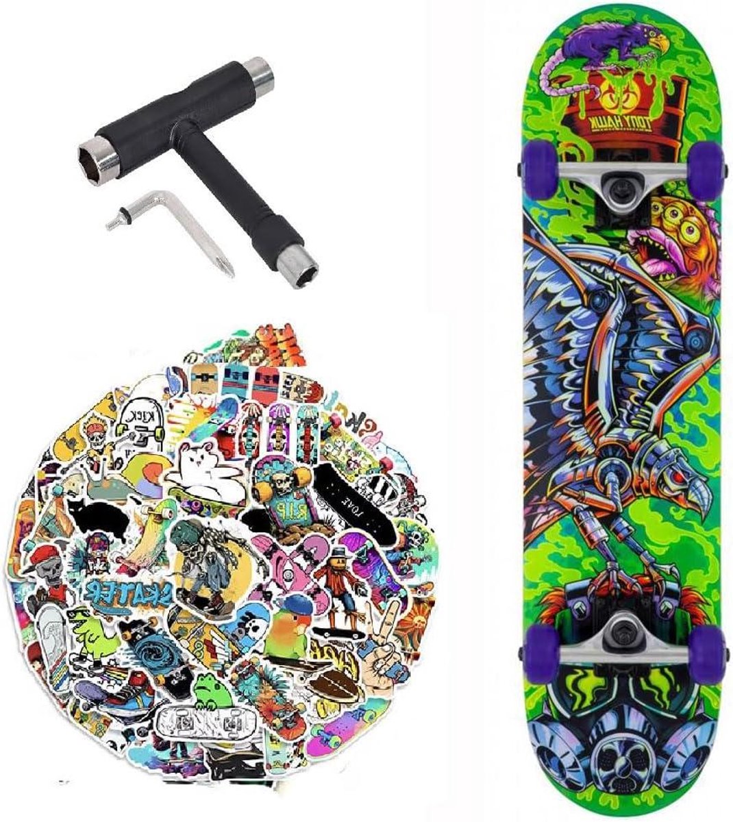 Compleet Skateboard - Beginners Board - Straat Skaten - Inclusief Gereedschap - 7.5 Inch Breed - Toxic Skateonderdeel kopen online