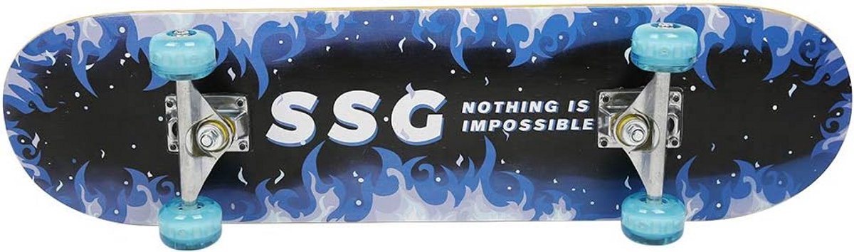 compleet skateboard beginners skateboard street tricks dubbel kick deck 53 mm wielen blauw vlammenpatroon
