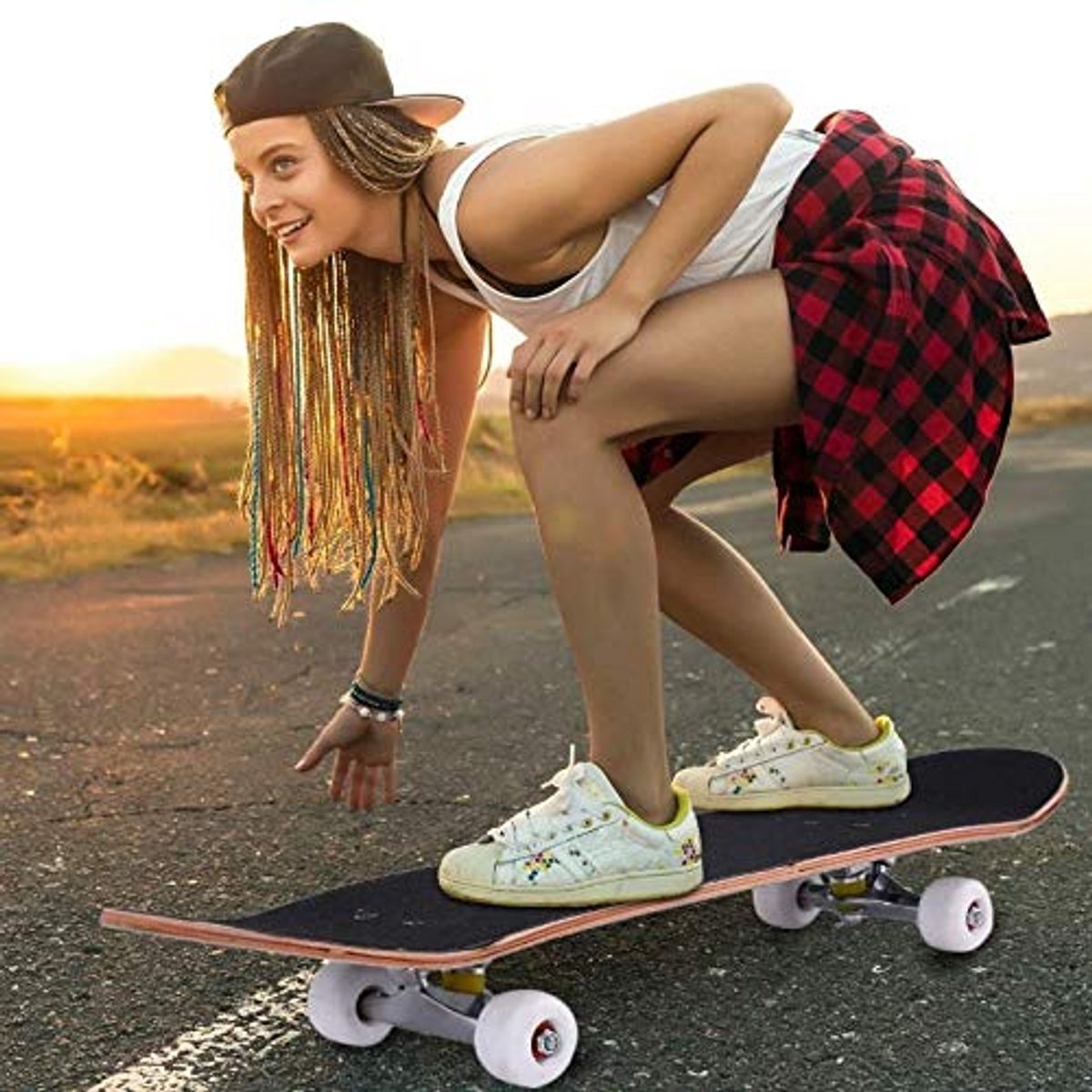 Compleet Skateboard - Beginnersboard Kinderboard - Straat Tricks - Dubbel Kick Deck - 79 x 20 cm - Gekleurd Skateonderdeel kopen online