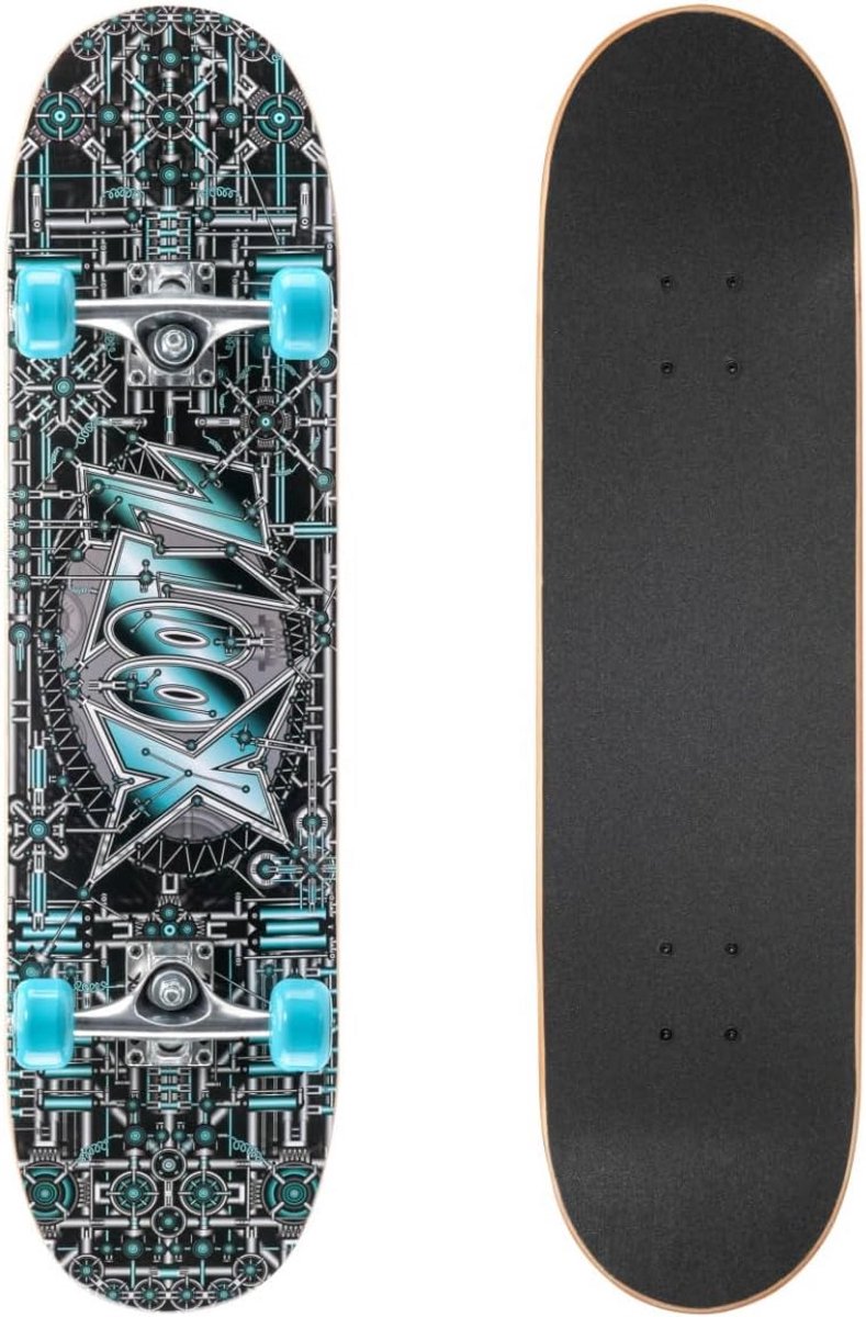 Compleet Skateboard - Beginnersboard - Trick Oefenen - 9 Laags Esdoorn Deck - 78.7 cm Lengte - Blauw Skateonderdeel kopen online