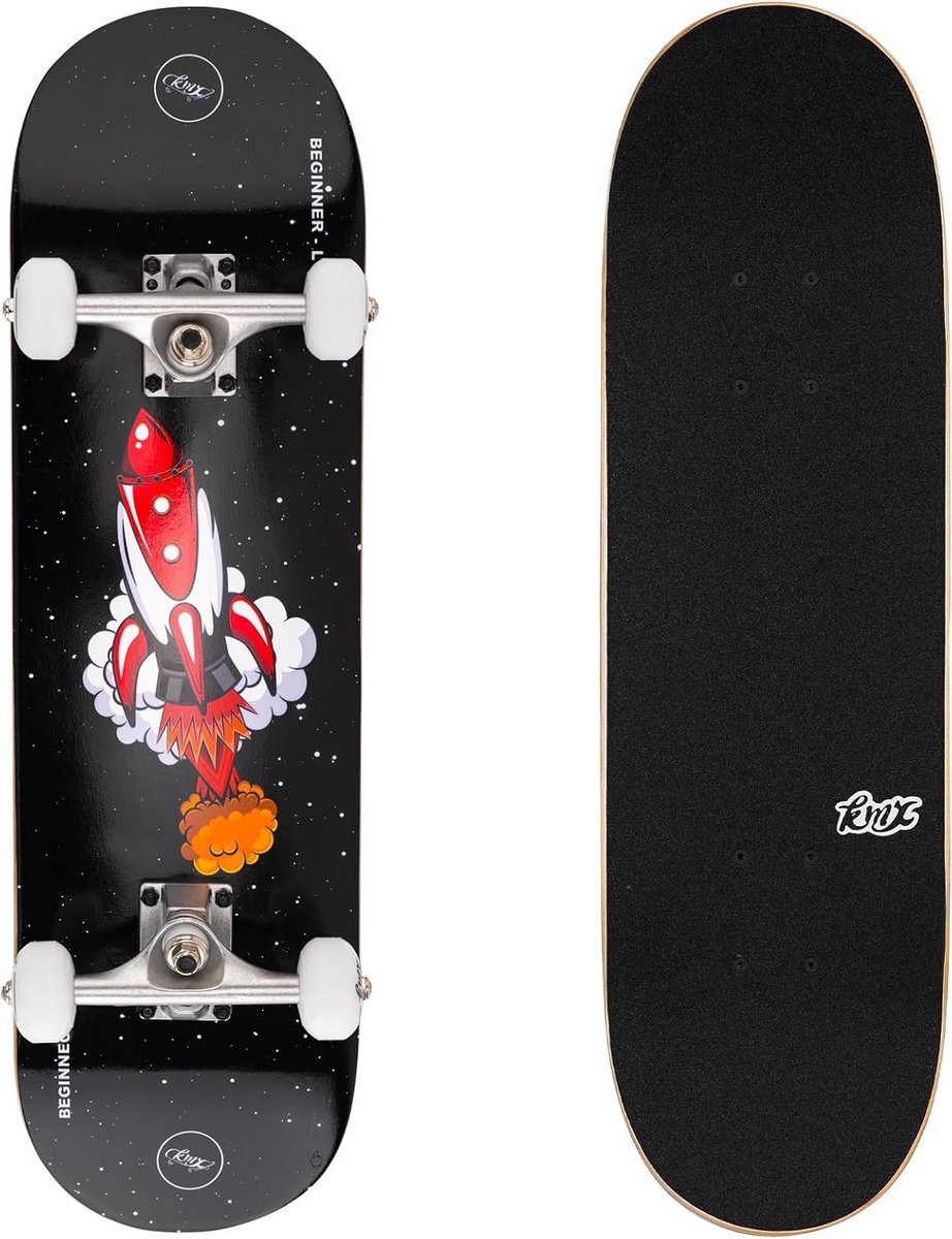 Compleet Skateboard - Cruiser Board - Beginners Leren - 7-laags Esdoorn Deck - 275 Inch - Raket Design Skateonderdeel kopen online