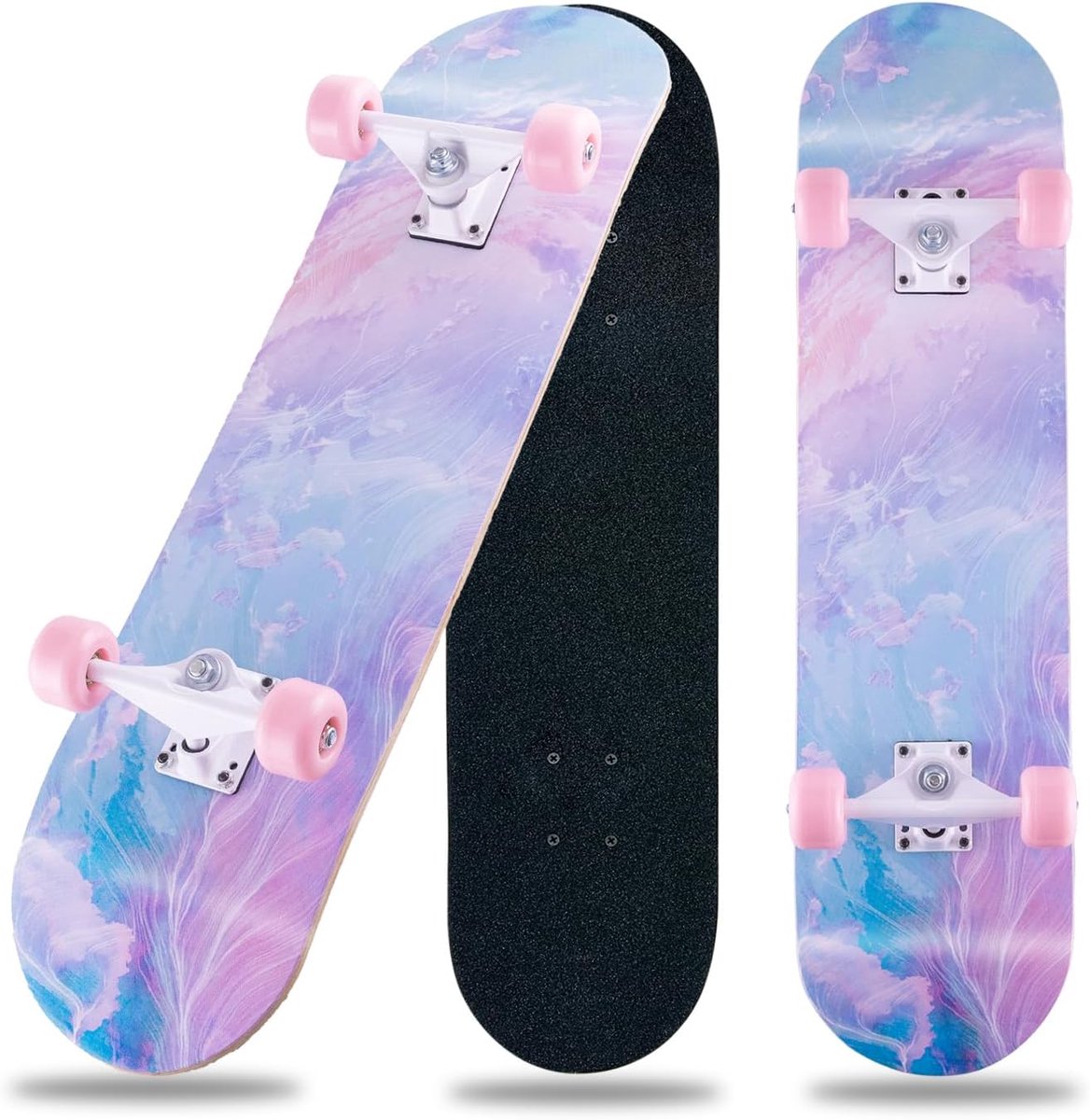 compleet skateboard cruiser board beginners tricks 8 lagen esdoorn 70 x 20 cm roze