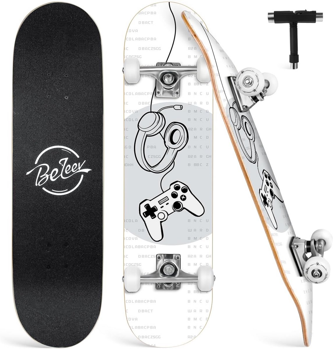 Compleet Skateboard - Cruiser Board - Straat Cruisen - 7-laags Esdoornhout - 80 x 20 cm - Parel Wit Skateonderdeel kopen online
