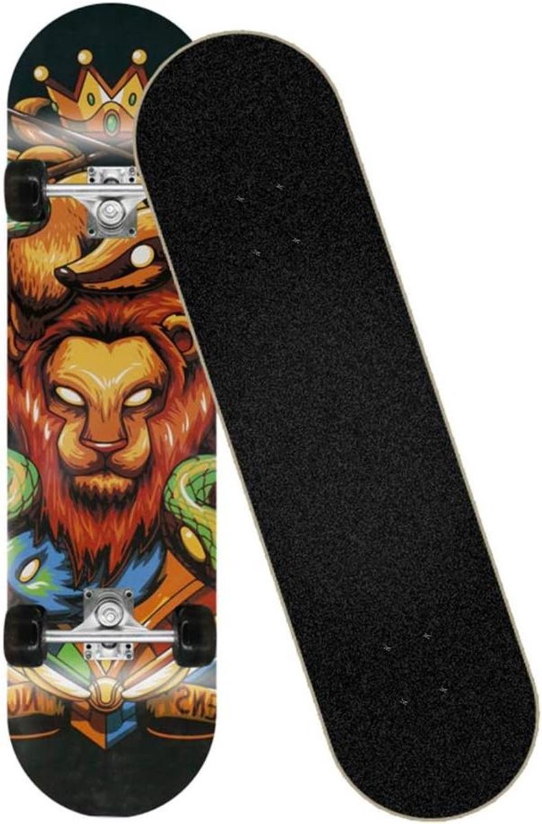compleet skateboard cruiser board stunts en tricks dubbele kicktail 31 x 8 inch zwart