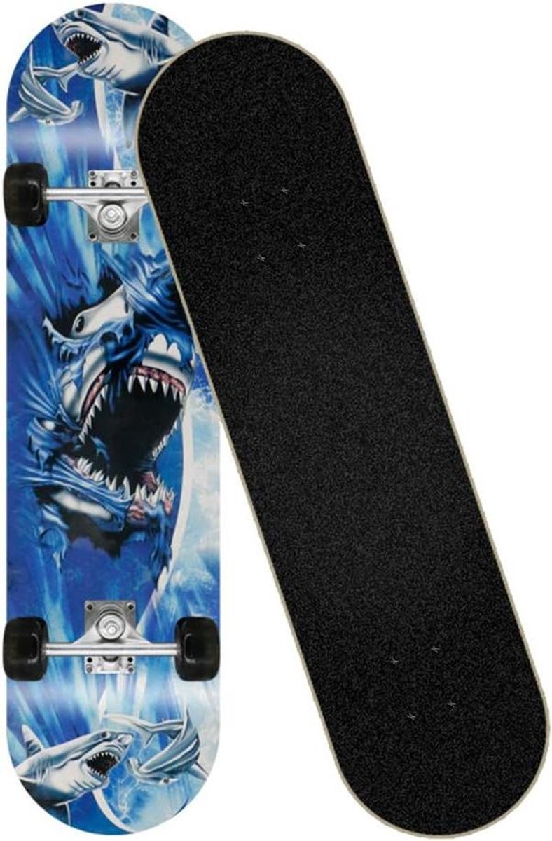 Compleet Skateboard - Cruiser Board - Stunts en Tricks - Dubbele Kicktail Design - 31 x 8 inch - Zwart Skateonderdeel kopen online