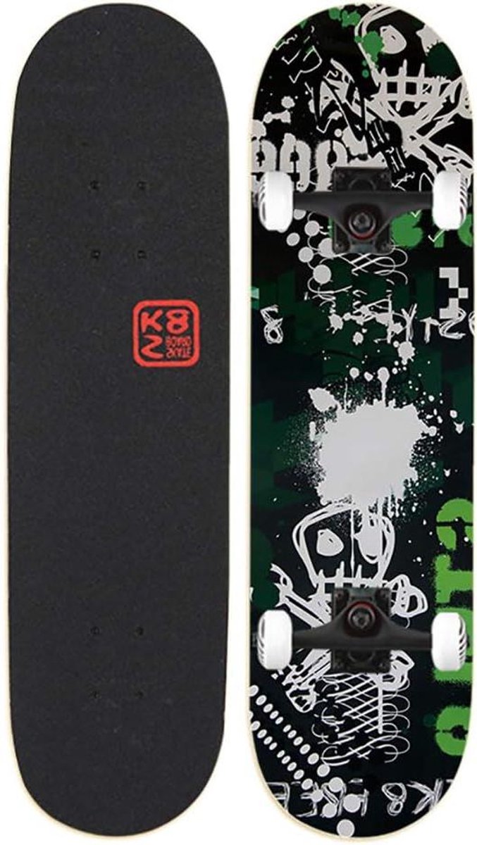 Compleet Skateboard - Cruiser Board - Stunts Uitvoeren - 8 Lagen Esdoorn Dek - 31 x 8 Inch - Zwart Skateonderdeel kopen online