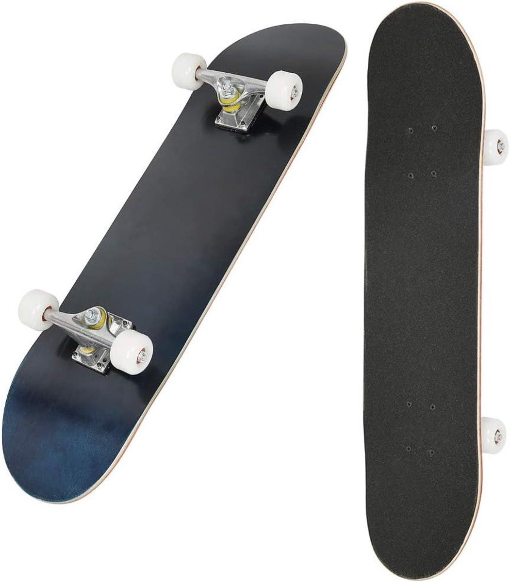 compleet skateboard longboard board straat cruisen 9 laags esdoorn dek 79 cm lengte zwart