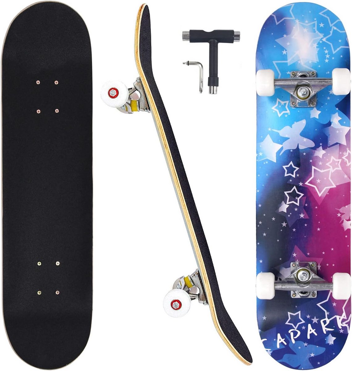 Compleet Skateboard - Longboard - Straat cruisen - Dubbele kick concave - 78 cm lang - Hemel blauw Skateonderdeel kopen online