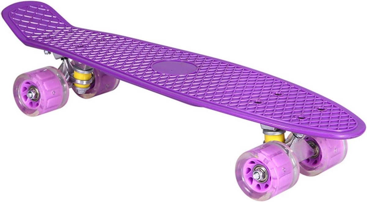 Compleet Skateboard - Mini Cruiser - Beginners Leren - Verlichte Wielen - 22 Inch - Paars Skateonderdeel kopen online