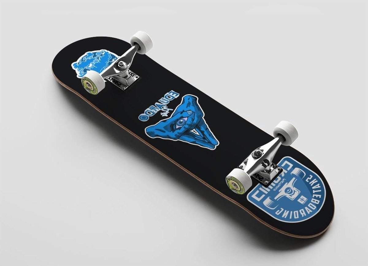 Compleet skateboard - Skate board - Buiten sporten - Icon design - 8.0 inch - Blauw Skateonderdeel kopen online
