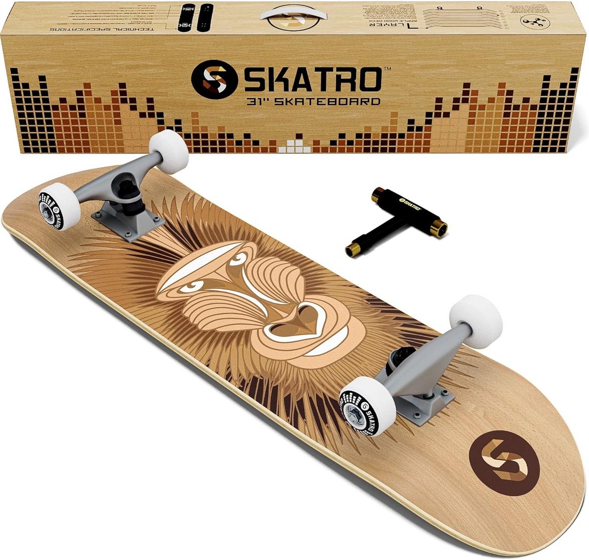 compleet skateboard skate board straat tricks gepatenteerde kleeftechnologie 31 x 8 inch wit