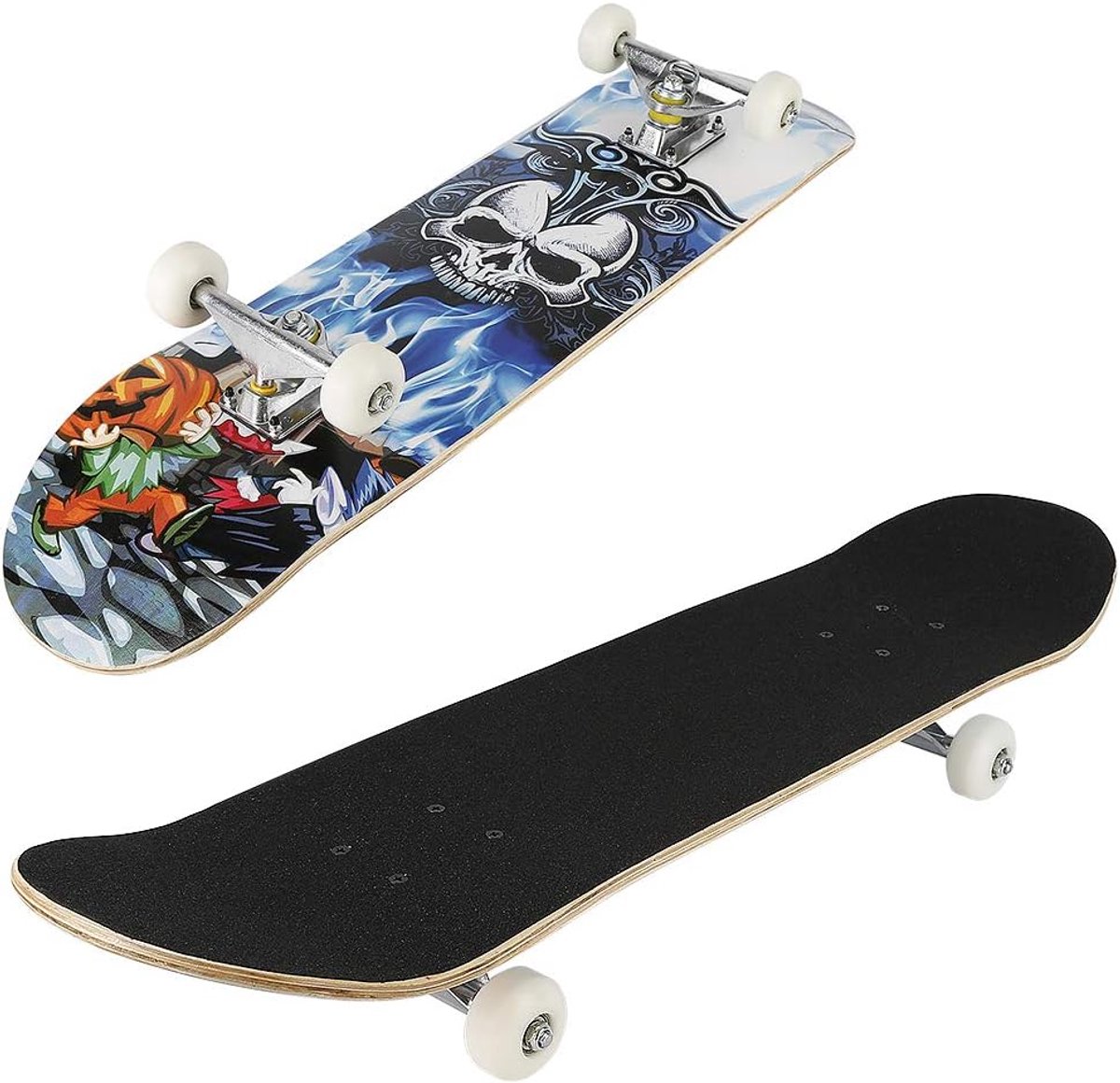 Compleet Skateboard - Skateboard Deck - Vrije Tijd - 7 Lagen Esdoorn - 79 cm Lengte - Wit Geel Skateonderdeel kopen online