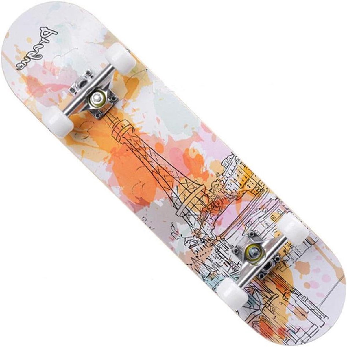 Compleet Skateboard - Trick Board - Buiten skateboarden - Dubbel kick deck - 80x20 cm - Oranje Skateonderdeel kopen online