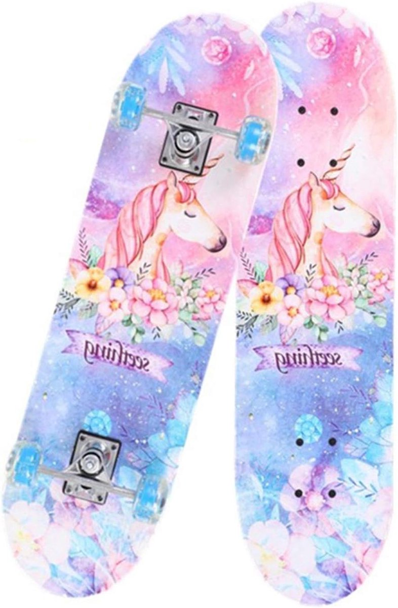 Compleet Skateboard - Trick board - Skeeleren en trucjes - Oplichtende wielen - 31 inch - Unicorn Skateonderdeel kopen online