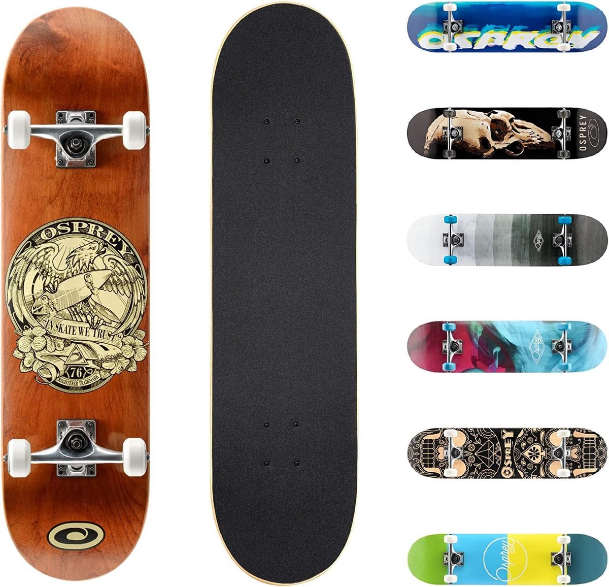 Compleet Skateboard - Trick Board - Straat en Park - Dubbele Kick Dek - 787 cm - Bruin Skateonderdeel kopen online