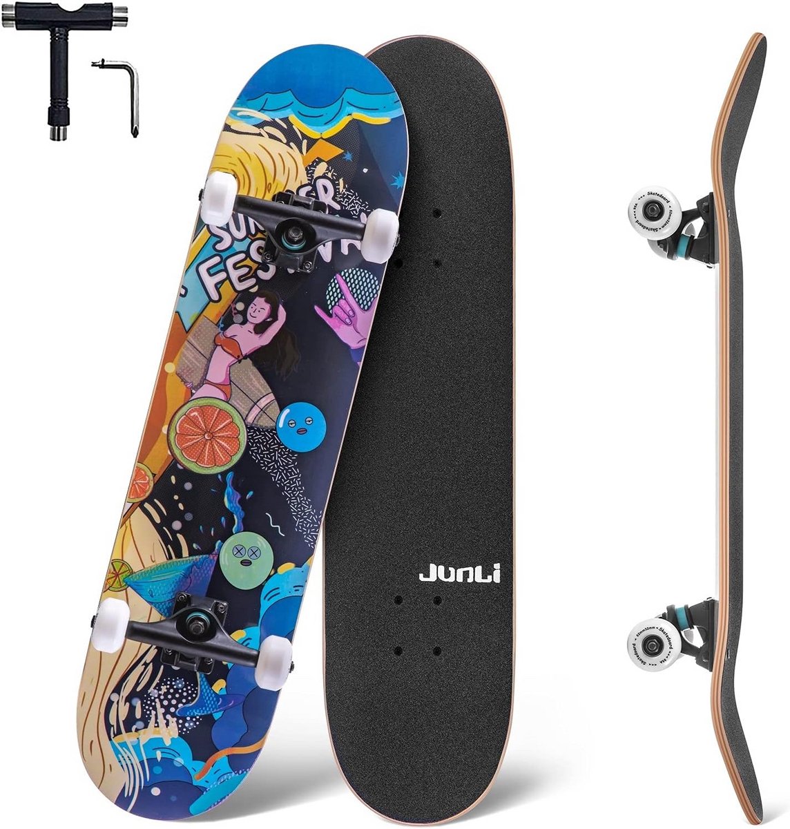 Compleet Skateboard - Trickboard Esdoorn - Beginners Tricks - 7 Lagen Esdoorn Dek - 32 Inch - Cartoon Patroon Skateonderdeel kopen online