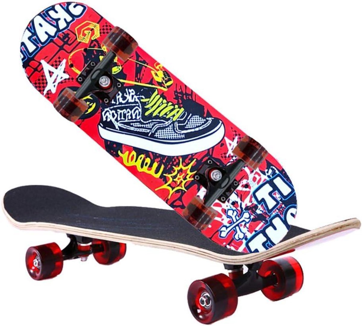 Compleet Skateboard - Trickboard Longboard - Stunts en Tricks - Dubbele Kicktail - 80 cm - F Skateonderdeel kopen online