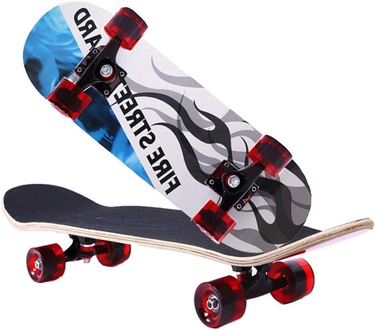 Compleet Skateboard - Trickboard - Stunts Uitvoeren - Dubbel Kicktail Ontwerp - 80 cm - Zwart Skateonderdeel kopen online