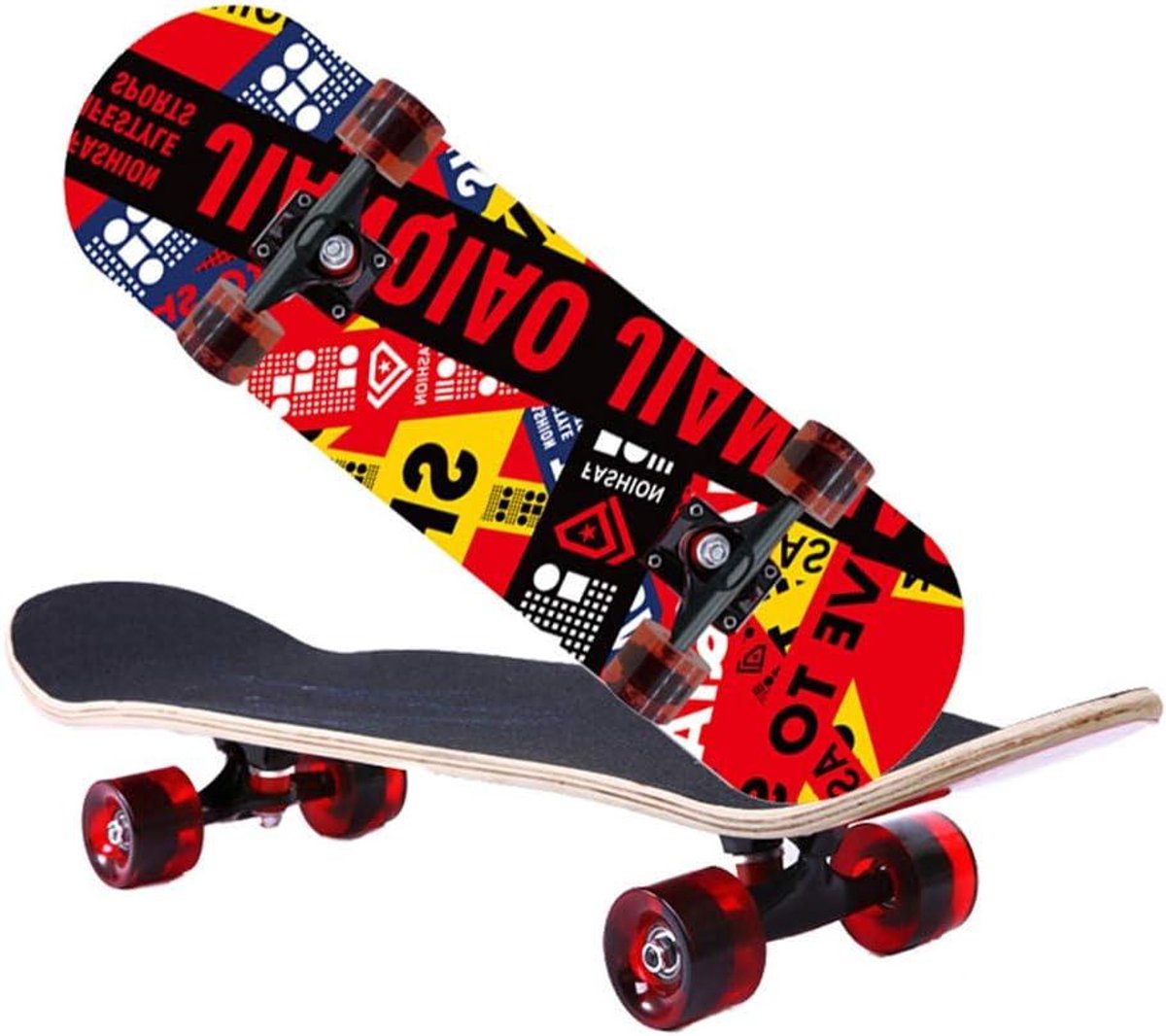 Compleet Skateboard - Trickboard - Stunts Uitvoeren - Dubbele Kicktail - 80cm Lang - A Skateonderdeel kopen online