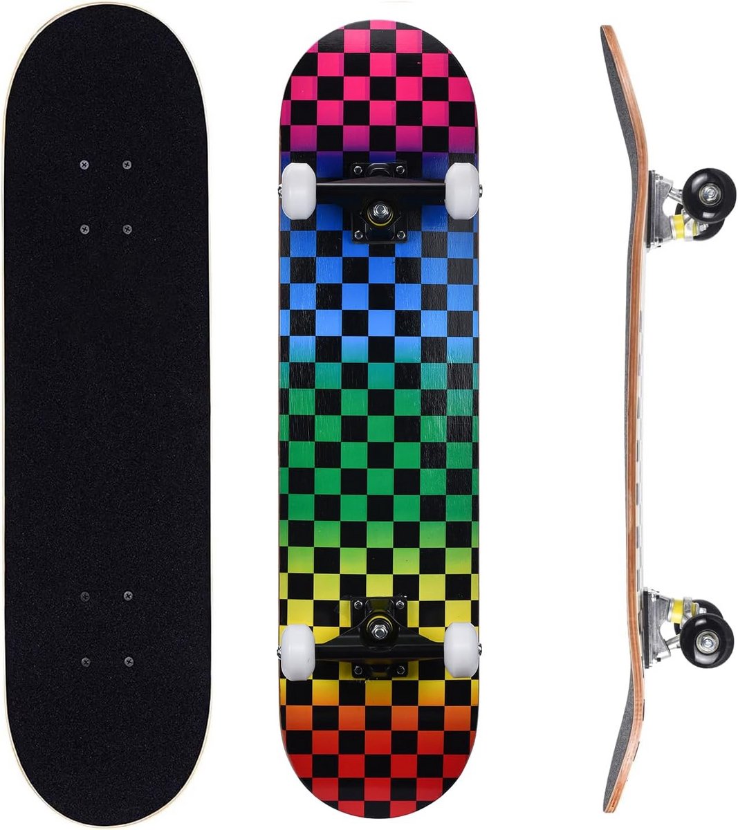 compleet skateboard voor beginners 80x20 cm dubbele kick concave deck