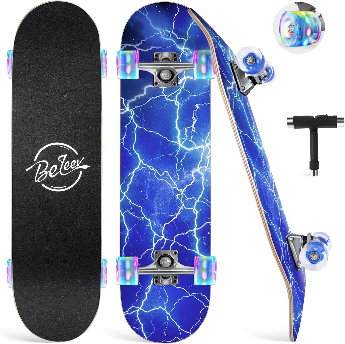 Complete Skateboard 80x20 cm voor Kinderen, Tieners en Volwassenen | Dubbel Kicktail Cruiser Skateonderdeel kopen online