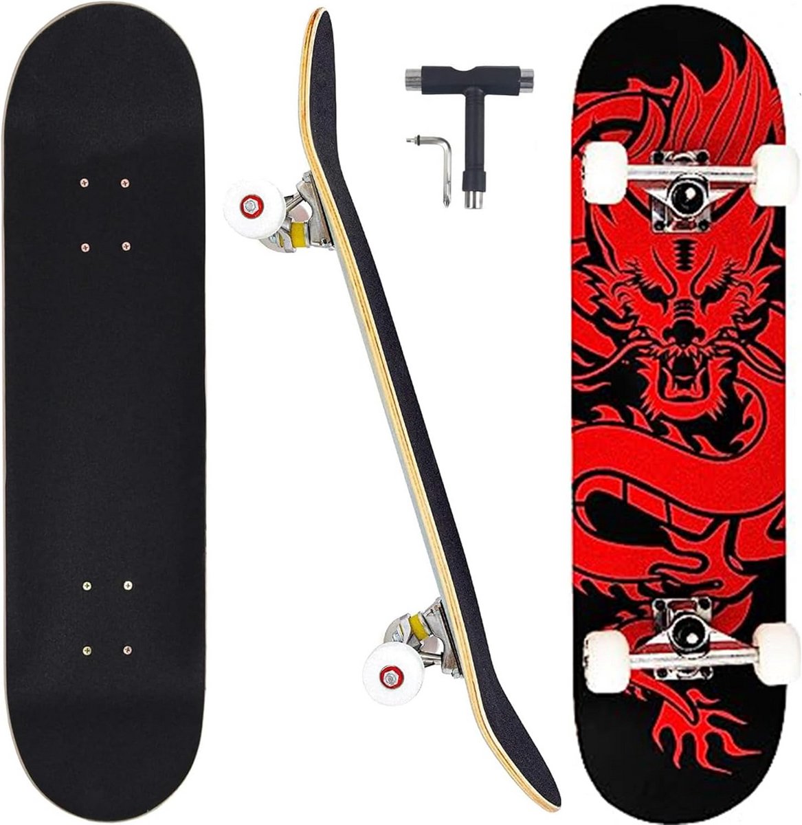 Complete Skateboards - Longboards Pro - Street Cruising - Dubbele Kick Concave - 31 Inch - Draak Design Skateonderdeel kopen online