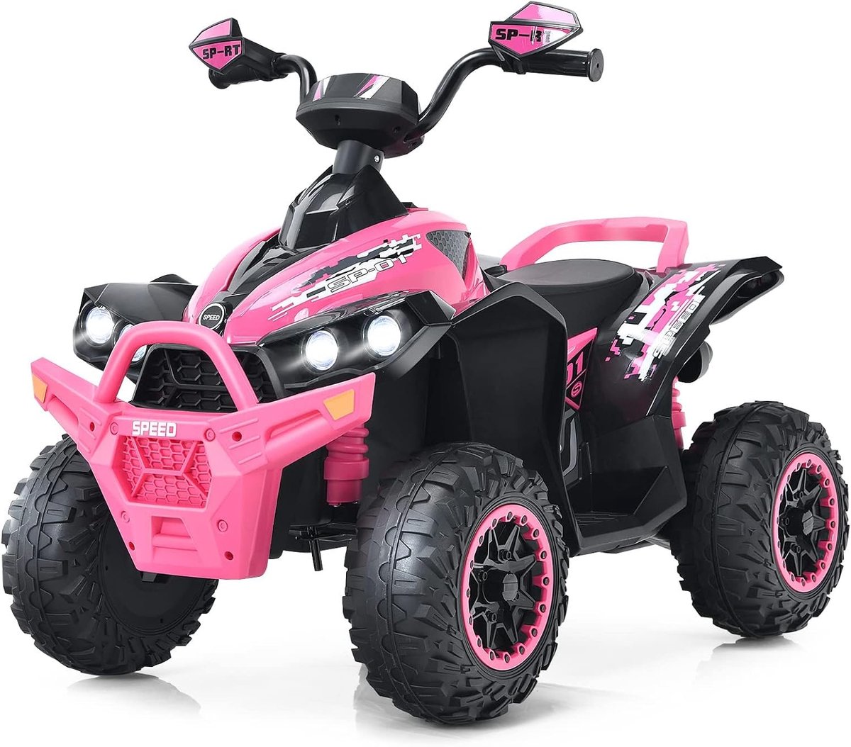 COSTWAY Elektrische kinderquad, 12 V, elektrische quad met muziek, claxon en led-koplamp, kinderquad 2,2-4,3 km/u, kinderauto voor peuters vanaf 3 jaar (roze) Speelgoedaccuvoertuig kopen online