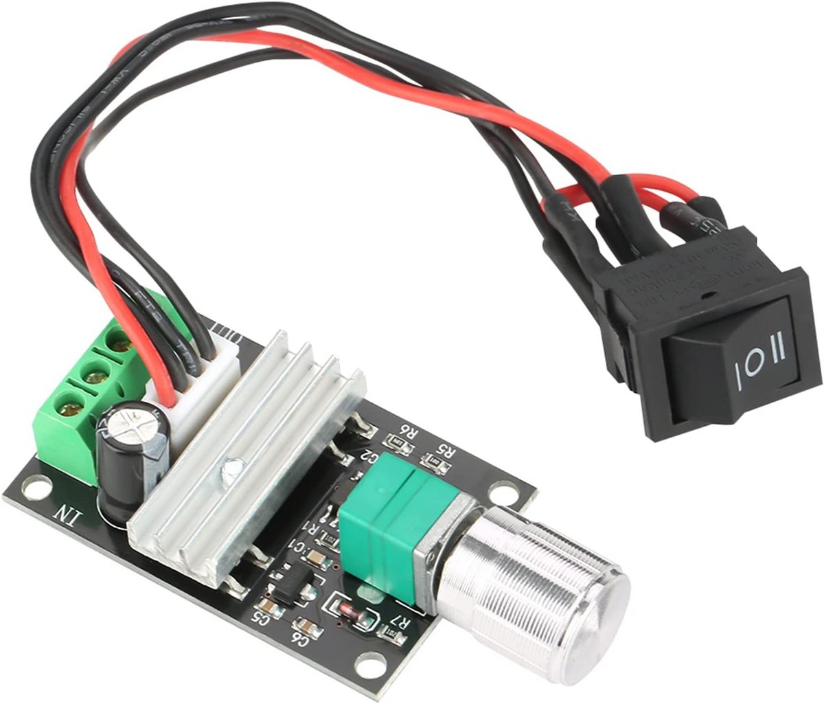 dc motortoerenregelaar 6v 12v 24v met omkeerfunctie en schakelaar 3a