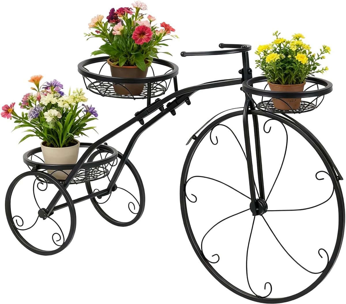 Decoratieve Driewieler Plantenstandaard met 3 Manden Driewieler kopen online