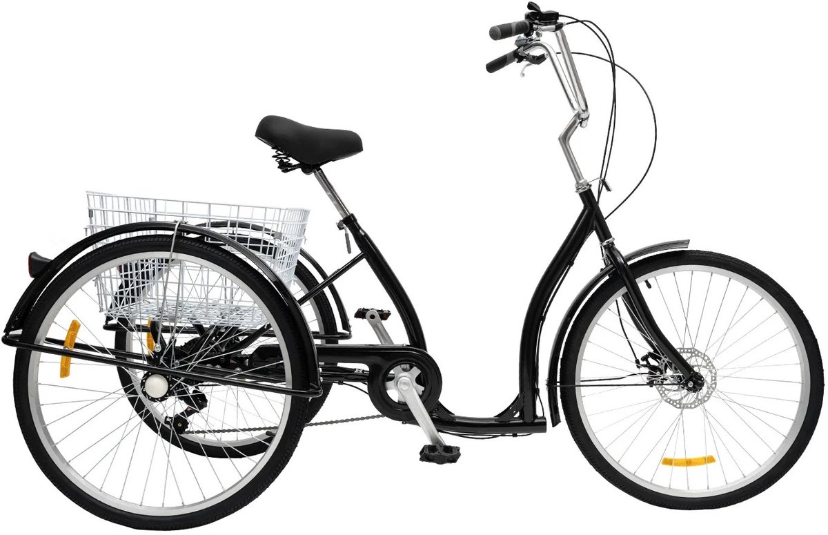 Deniva Driewieler voor Volwassenen – 26 Inch – 6 Versnellingen – Schijfrem – Grote Boodschappenmand – Max. 120 kg – Zwart Driewieler kopen online
